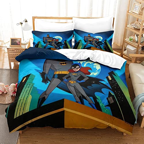 Housse De Couette 3D Cartoon Motif Imprimé en 3D De Thème Batman DC Parures De Lit,Batman DC Ensemble De Literie avec Taies d'oreiller, pour Adultes Et Enfants Single(135x200cm) Cover