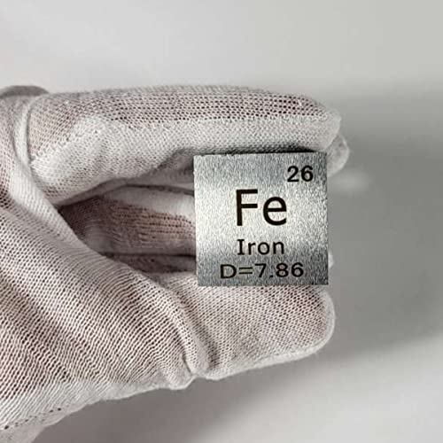 Image of 1 inch 25.4mm Iron Ferrum Metal Cube Fe up to 99.9% Pure Periodic Table Element Engraved Density Collection Science Education Display Block Cube + Acrylic Case Box - 1PC