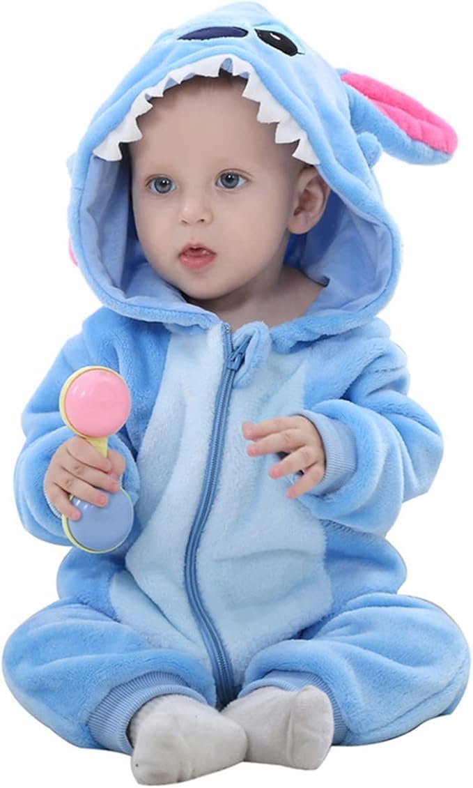 Baby Animal Onesie Costumes Unisex Baby Fall Winter Flannel Hooded Romper Cosplay Jumpsuit Warm Cartoon Outfit Suit
