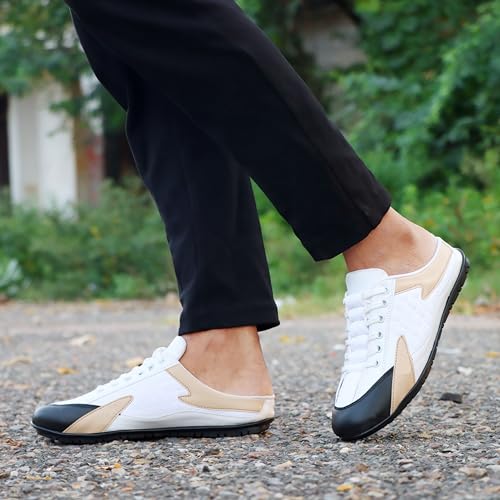 Image of Men's Tan-White Comfortable, Casual & Trendy Mesh Lace-ups Sneakers 7
