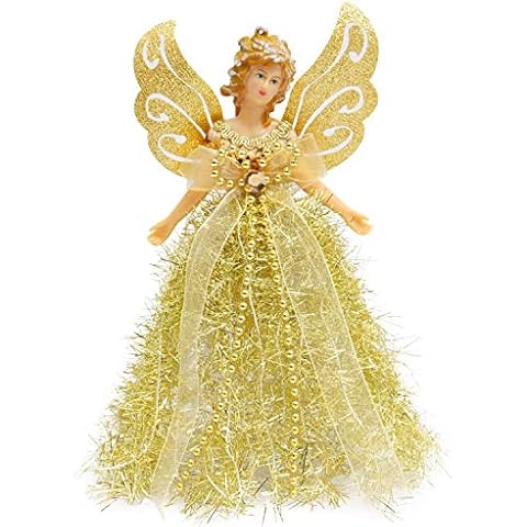 Belle Vous Gold Angel Christmas Tree Topper Cover