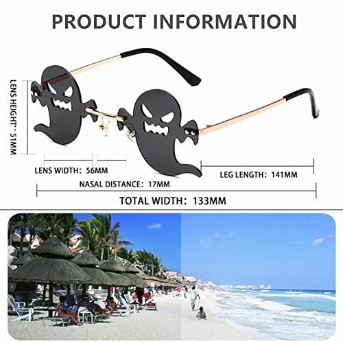 LASPOR Halloween Rimless Devil Shape Sunglasses for Women Men Eyewear Trendy Cosplay Party Sunglasses3