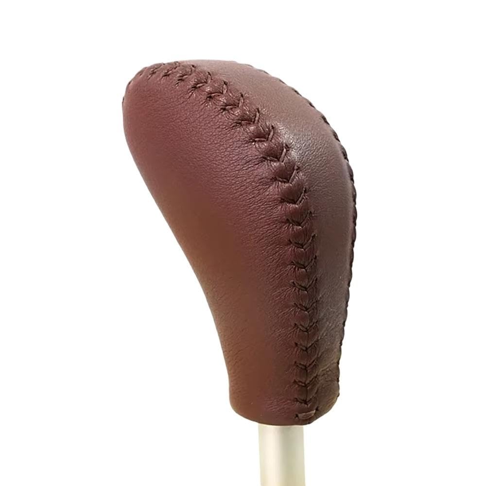POANBCGY Auto Parts Real Leather Gear Shift Knob Cover for Porsche for Cayenne 2006 2007 2008 2009(Brown)