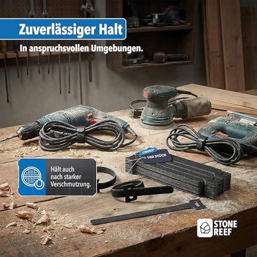 100 Stück Klett-Kabelbinder – 150 x 12 mm – Wiederverwendbare Kabelbinder für Kabelmanagement – Klettband für PC, TV, Haushalt, Büro & Garten – Kabel Organizer – Kabelbinder Klettverschluss