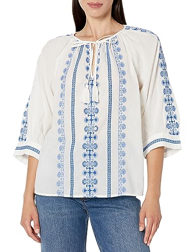Karen Kane Women's Embroidered Top, Off-White