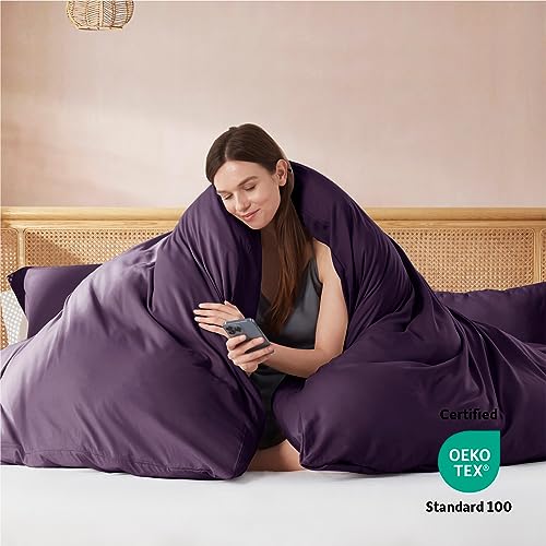 Nestl Twin Duvet Cover Set - Soft Double Brushed Purple Duvet Cover Twin/Twin XL, 2 Piece, with Button Closure, 1 Duvet Cover 68x90 inches and 1 Pillow Sham