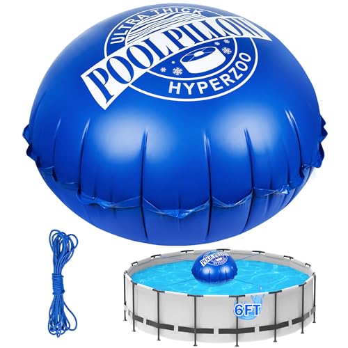 6 x 6 ft Pool Pillows for Above Ground Pools Hyperzoo Heavy Duty Pool Closing Kit for Above Ground Upgraded 0.5mm PVC Cold-Resistant Air Pillow Pool Cover Pillow for Winterizing with 49.2ft Rope