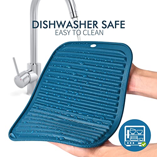 HOTEC BPA Free Silicone Trivets for Hot pots and Pans, 446℉ Heat Resistant for Kitchen Counter Dish Drying Mat, Set of 2 Classic Blue - Image 5