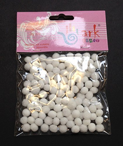 White Pom Poms 7mm - 100 Pack by arkCRAFT