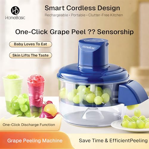 Image of HOMEBASIC Automatic Fruit & Vegetable Peeler Machine| Rechargeable Electric Peeler with 5-Leaf Stainless Steel Blade, 1300mAh Battery, One-Touch Operation Peeler for Home, Shop & Restaurant