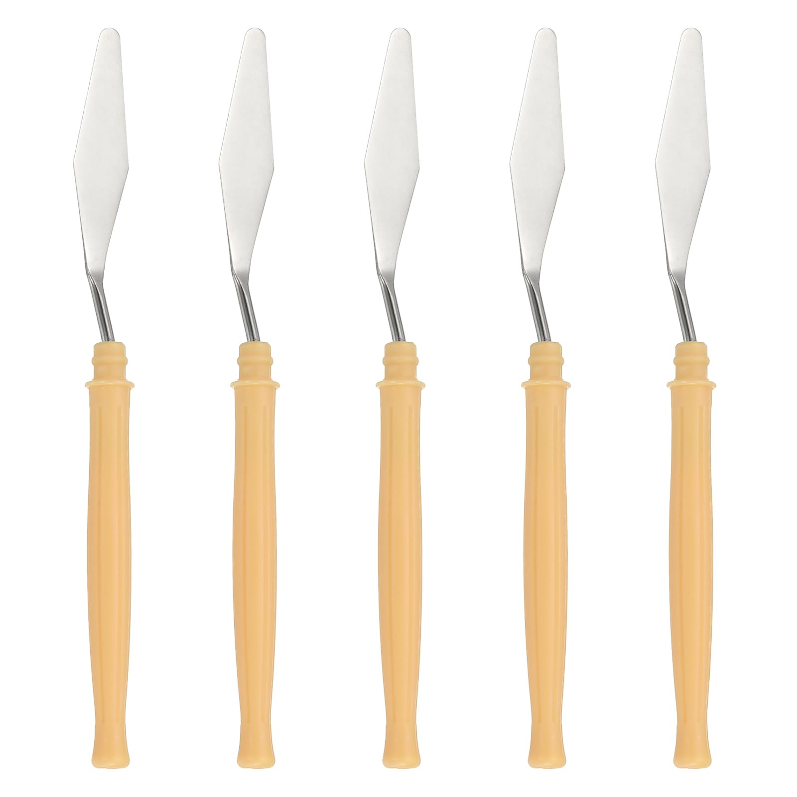 YOKIVE 5 Pcs Stainless Steel Palette Knife, NO.5 Professional Art Spatula Oil Painting Accessories Color Mixing Scraper with Plastic Handle, Great for Canvas Acrylic(Yellow, 6.69 -Inch)