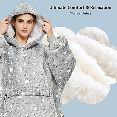 Image of KFUBUO Wearable Blanket Hoodie for Adults Sherpa All Patterns Oversized Sweatshirt Blanket with Pocket