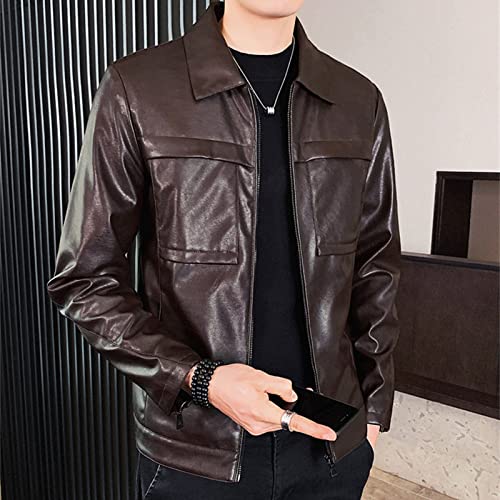 Maiyifu-GJ Men's Faux Leather Lambskin Biker Jacket Lightweight Vintage Motorcycle Outwear Classic PU Leather Jackets4