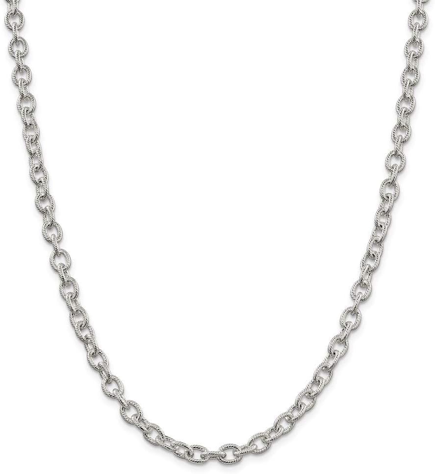 Chain Necklace White Sterling Silver Rolo 18 in 6.25 mm 6.25mm Fancy