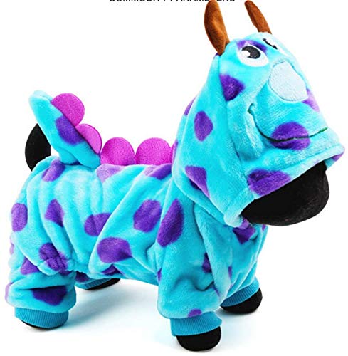 WYJW Cartoon dragon dragon pet dog clothes four corners pets autumn and winter thickening and fashionable cute clothes (color: blue, size: S)