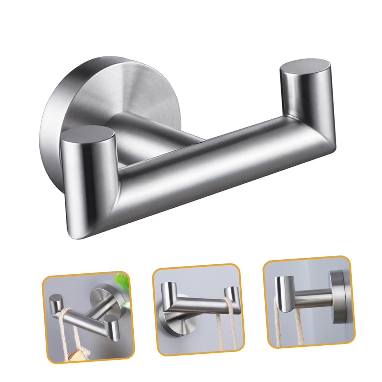 3piezas Colgador De Toallas De Acero Inoxidable Doble Gancho Murale Para Baño y Cocina Resistente y Duradero Diseño Práctico Para Ahorro De Espacio