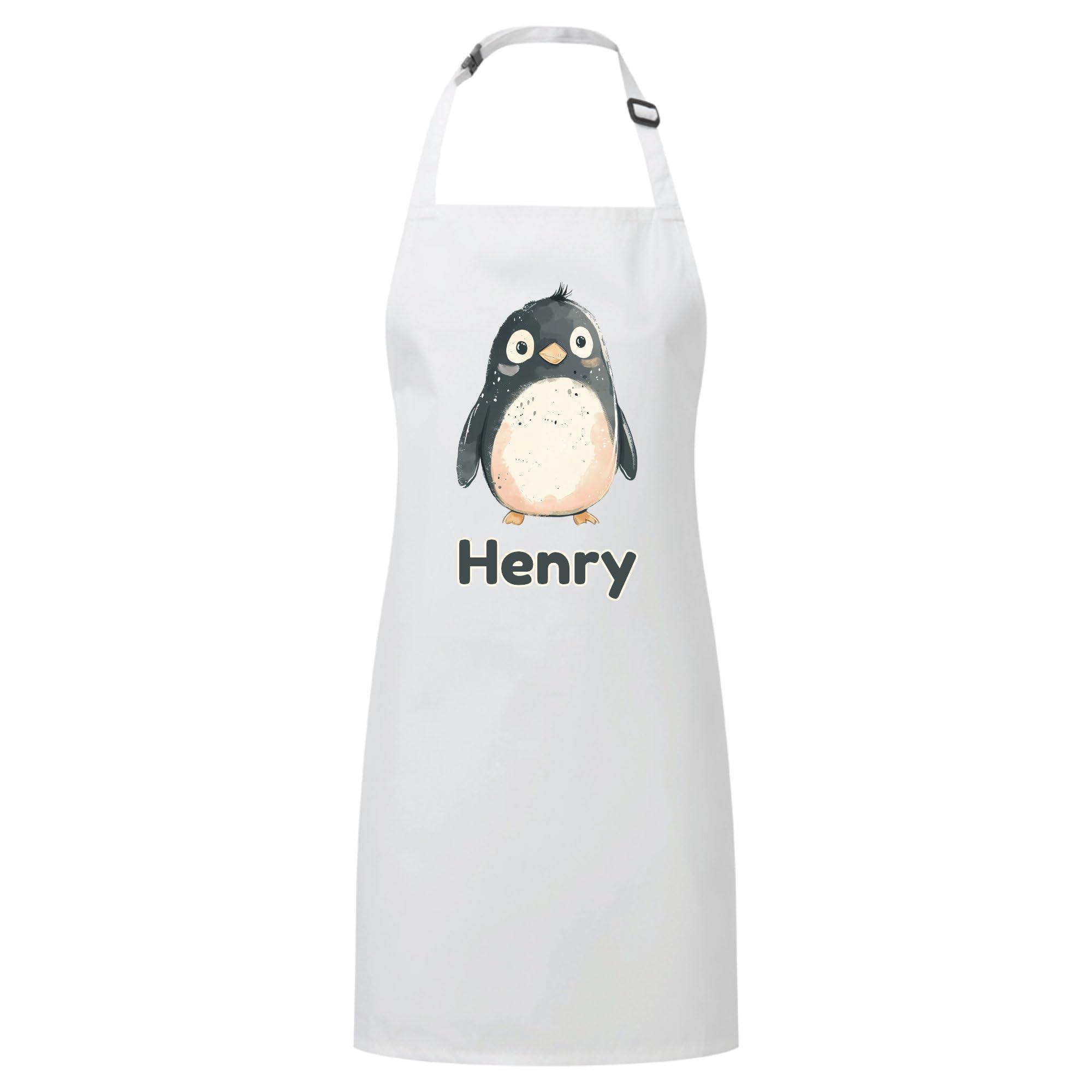 PIXPRINT Personalised Any Name Penguin Waterproof Kids Apron. Craft, Bake, Cook. Boy, Girl, Unisex. Gift