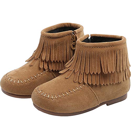 Shan-S Infant Kids Toddler Baby Girls Boys Winter Suede Leather Fringe Tassel Boots Snow Boots Shoes