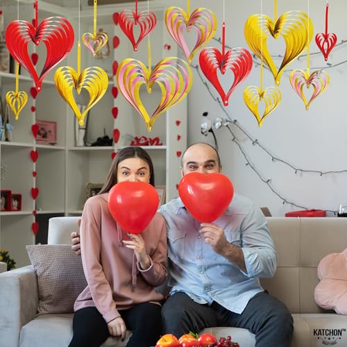 KatchOn, 3D Valentines Hanging Decorations - 10 Inch, Pack of 12 | Valentines Day Hanging Swirls, Valentines Day Hanging Decorations | Heart Garland Valentines Day Decorations, Valentines Decorations by KatchOn - Image 7