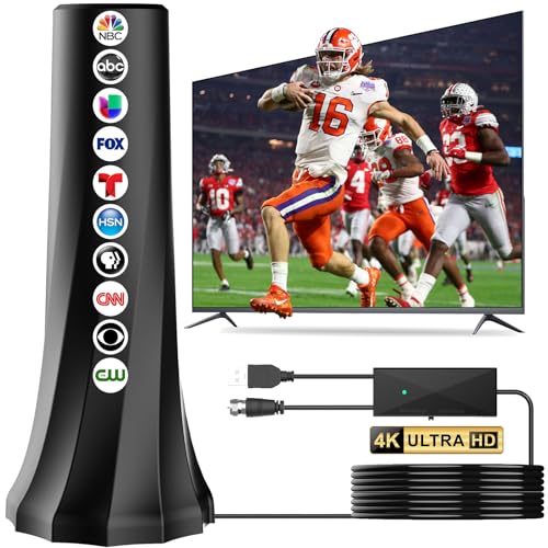 2026 TV Antenna Indoor,Antenna for Smart TV 2500+ Miles Range,HDTV Antennas for Local Channels 360° Signal Booster Reception,Portable Antenna Indoor Outdoor Support 8K 4K 1080p All TVs-25FT Coax Cable
