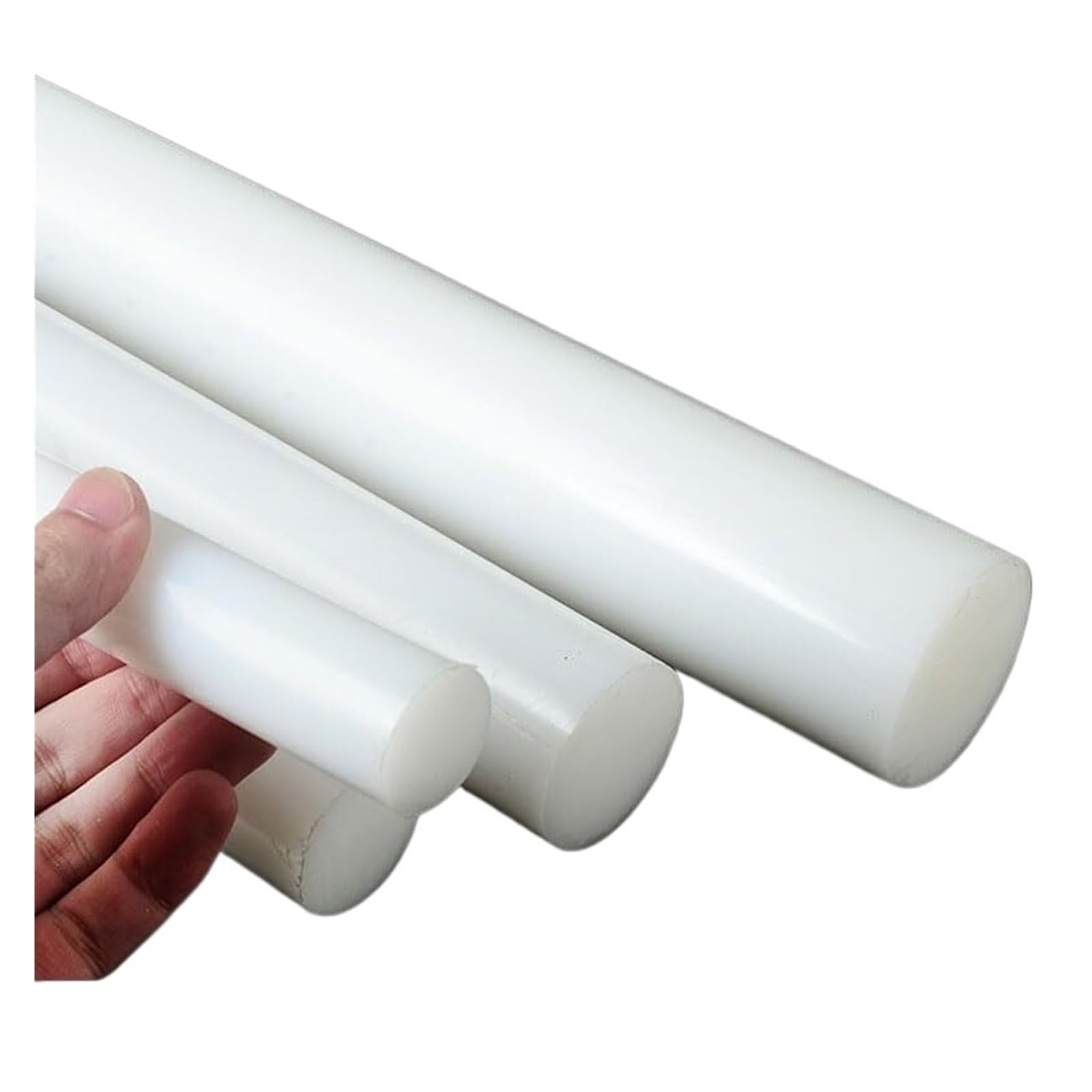 Tige en Nylon PA6, 10 pièces, blanc, 100cm de diamètre 3-10mm, barre ronde en plastique résistant à l'usure for le bricolage, le modélisme et l'ingénierie(10mm)