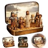 Kleine Heilige in einer Dose: Mini-Oster-Jesus-Szenen, Miniatur-Oster-Kreuzigungs- und Auferstehungsszene in einer Blechbox, Taschen-Krippen-Sets und Figuren aus Kunstharz für religiöse