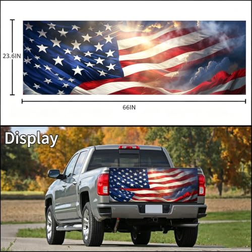 Image of Turck Tailgate Wraps Decals - 66x23.6 in Tailgate Decals for Trucks, American Flag Tailgate Graphics for Trucks Pickup Personalized Decoration