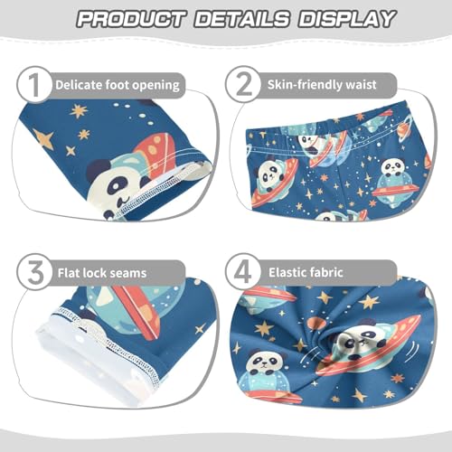 Cartoon Panda Space Girls' Leggings Toddler Doodles Starry Sky Kids Yoga Pants Dance Active Tights 4T3