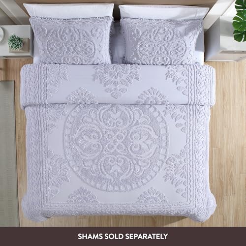 Image of Beatrice Home Fashions Medallion Queen Cotton Chenille Bedspread, Lavender
