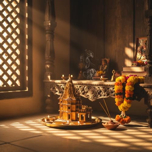 Image of eXme Ujjain Mahakaleshwar Wooden Temple Model - Idel for House Decor Gift and Sprituality Pooja Mandir, Office and Shop