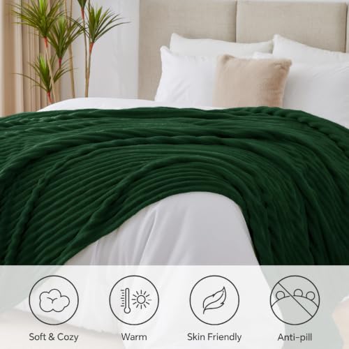 Image of BEDELITE Ribbed Full Size Blanket for Bed, Forest Green, 84 inchx90 inch