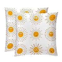 Set of 2 Personalized Decorative Throw Pillow Case Cushion Cover Emoticon Sun Collection