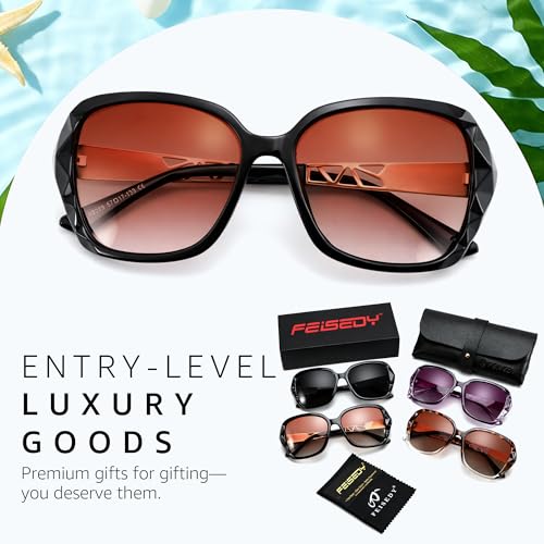 Image of FEISEDY Oversized Sunglasses for Women Square Polarized Sparkling Frame B2289