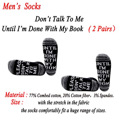 JXGZSO 2 Pairs Book Socks Book Gift Reading Gifts Book Lover Gift Please Don’t Talk To Me Until I’m Done With My Book Socks2
