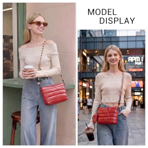 Image of ACUARIO Crossbody Bags for Women - Puffy Tote Bag Purse for Work, Travel, Shoulder Handbag with Small Wallet