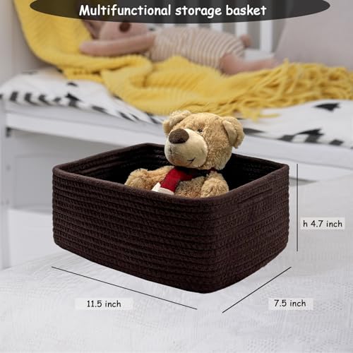 Image of COMFY-HOMI 13 inch x 8.5 inch x 5.1 inch Storage Baskets for Organizing | Cotton Rope Woven Basket | Toy Storage Bin Box | Basket for Shelves, Closet Organizer Bin, Decorative Closet Shelf, 3 Pack