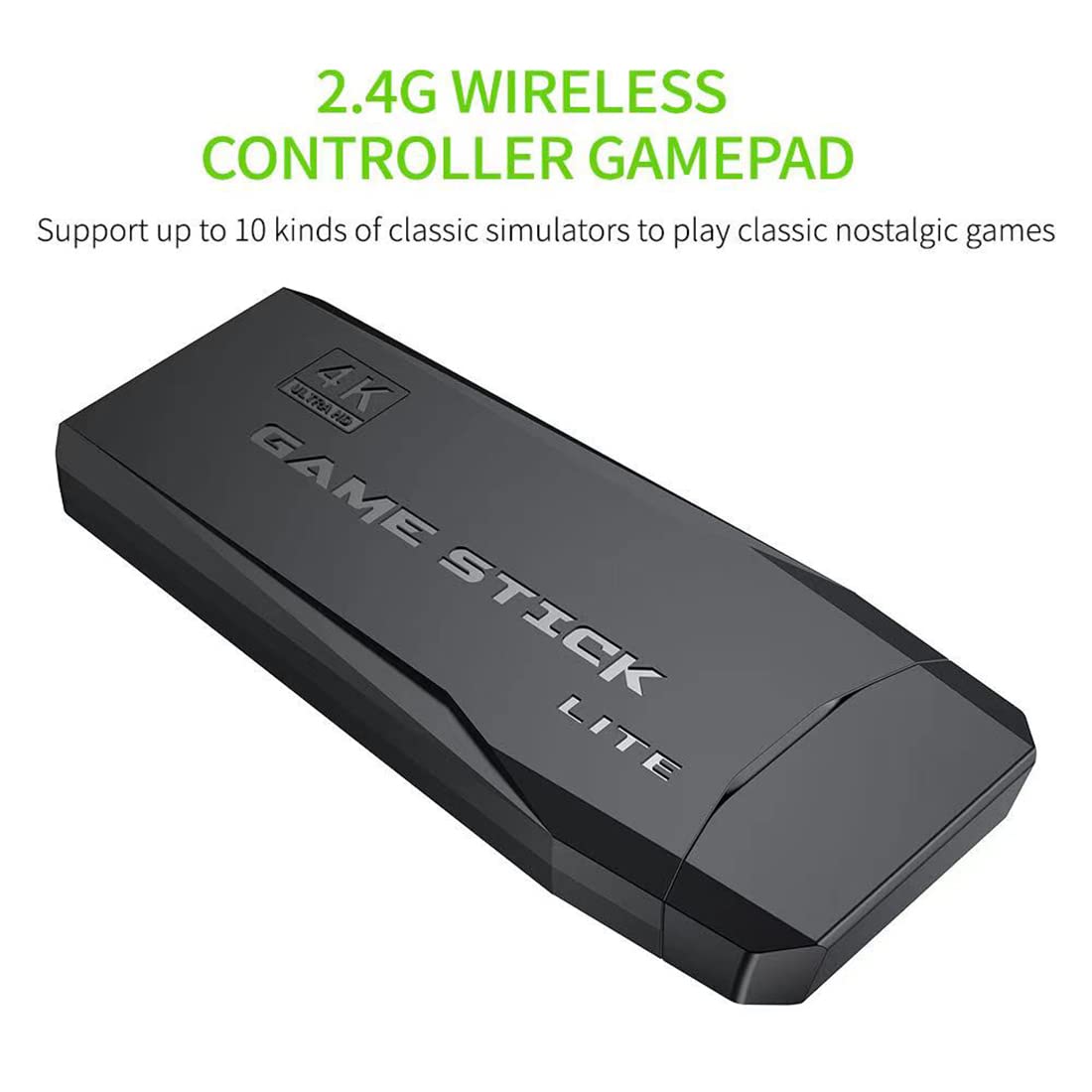 KANBUN Bezprzewodowa konsola do gier 64 G, ponad 10000 gier, klasyczne konsole do gier wideo z 2 bezprzewodowymi kontrolerami, do wyjścia HD 4K TV