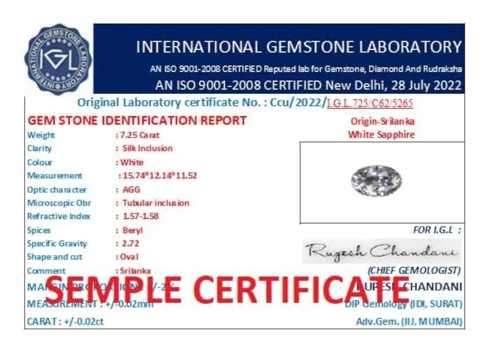 White Sapphire Stone 6 Carat Pukhraj Stone for Jewelry Making