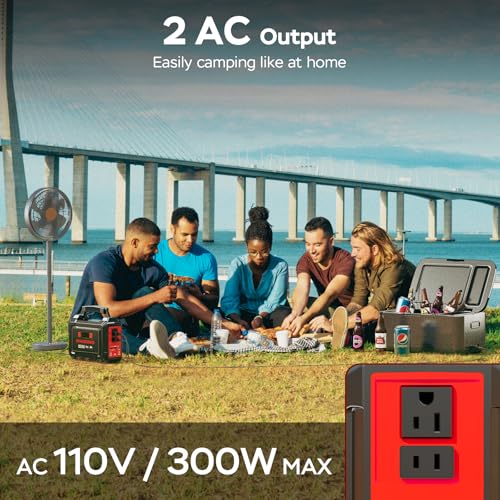 MARBERO Portable Power Station 296Wh Camping Solar Generator Laptop Charger Power Bank with AC Outlet 110V 350W Peak with Multi-Port LED Flashlights for CPAP Home Camping Hurricane Emergency - Image 3