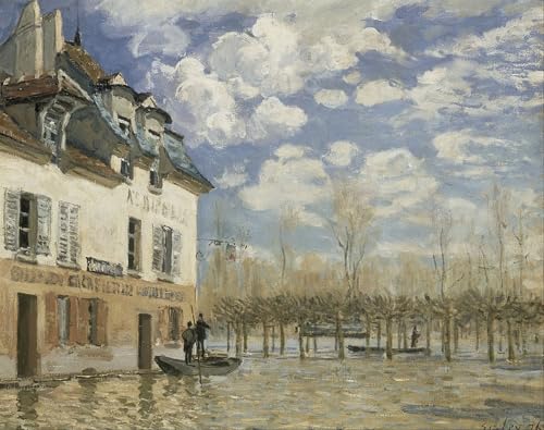 Tableau Bateau inondation port Marly Sisley Toile Contre Murs Vides 60x90
