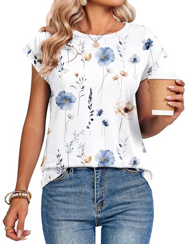 Image of Zeagoo Womens Tops Summer Casual Cap Sleeve Tshirts Shirts Business Dressy Spring Fashion Outfits Trendy Clothes