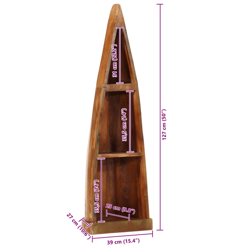 Solivagant Regal Boot-Look 39x27x127 cm Altholz Massiv, Möbel,Regalsysteme,Bücherregale Bücherschränke, 9.56 kg-4009373