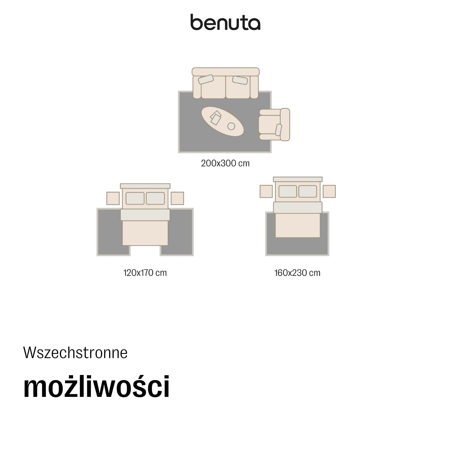 benuta Basic Dywan salon Claire - Kremowy 240x340 cm - Minimalistyczny geometryczny retro - Łatwy w czyszczeniu - Odpowiedni na ogrzewanie podłogowe