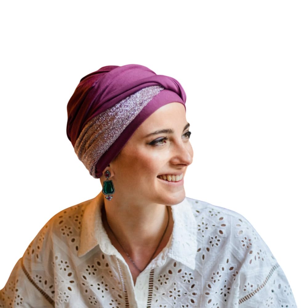 CAREBELL Turbante Oncologico Comfort Gala Malva Donna – Bandana Chemioterapia, Cappello Alopecia in Bambù senza Cuciture Vestibilità Flessibile, Ultraleggero e Traspirante