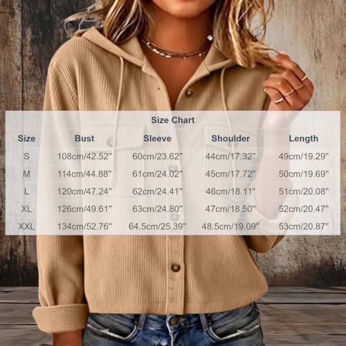 Womens Corduroy Jacket Hoodie Long Sleeve Button Down Cropped Jackets - image 4