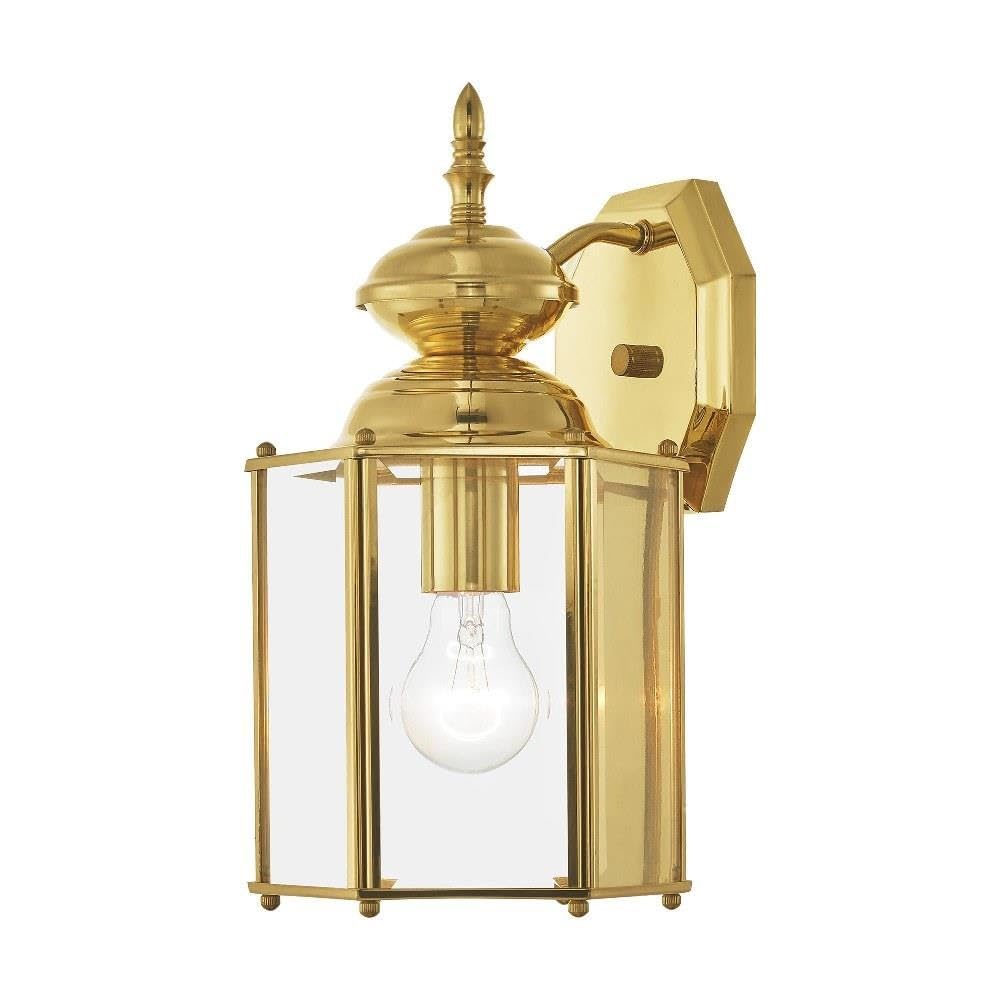 Lighting 2007-02 Outdoor Wall Lantern with Clear Beveled Glass Shades, Polished Brass