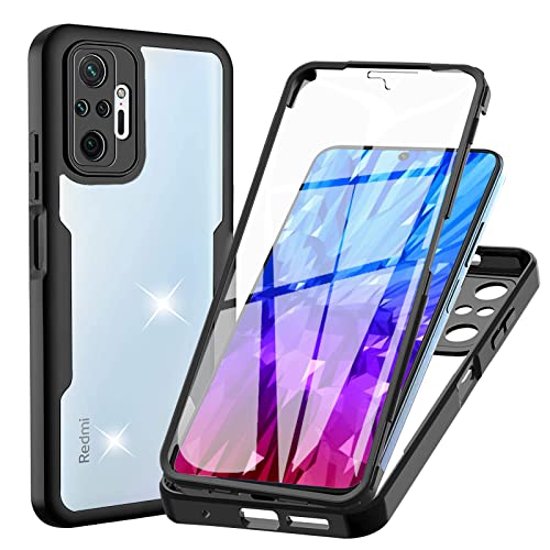 Coque pour Xiaomi Redmi Note 10 Pro (Pas pour Note 10), Transparent Housse avec Protection écran, 360 Degrés Double Protection Antichoc Coque Silicone Intégrale Etui pour Redmi Note 10 Pro / Pro Max