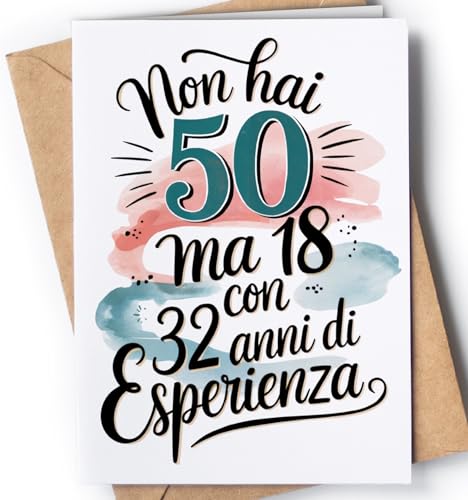 Biglietto Auguri 50 Anni Uomo - 50 Anni Compleanno Donna - Regalo Donna, Uomo - Biglietti Auguri Divertente Per Mamma, Papà, Nonno, Nonna, Per Lui, Lei - Regali 50 Simpatico - EU 166