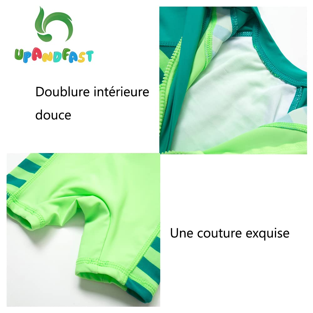 upandfast Maillot de Bain Une pièce avec Fermetures éclair pour bébé garçons Maillot de Bain pour bébé Protection Solaire UPF 50+ avec Chapeau de Soleil - 5