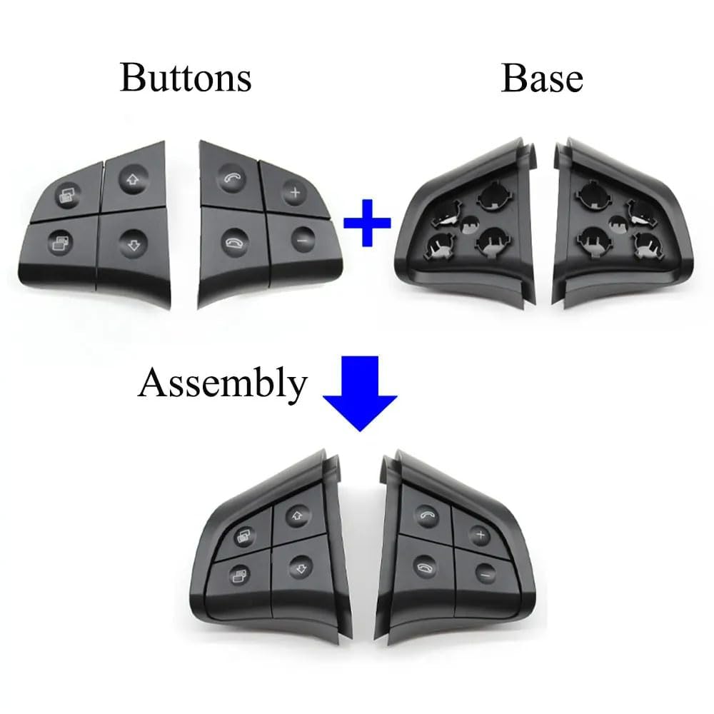 Goodithy Multifunction Steering Wheel Buttons Control Switch Assembly, Phone Audio Control Key Complete Kit Replacement For Mercedes Benz W164 W245 W251 ML GL B R Class GL300 350 400 2006-2009 (Black